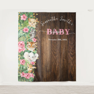 Tenture Bienvenue à la Baby Shower Sauvage Animaux de Safa