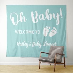 Tenture Bienvenue à la Baby Shower Vert Menthe