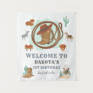 Tenture Bienvenue à la fête du premier anniversaire de Cow