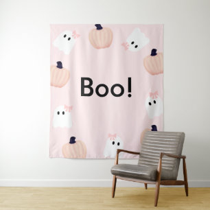 Tenture Bienvenue à la fille fantôme d'Halloween Citrouill
