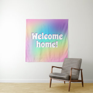 Tenture Bienvenue à la maison ! Pastel Rainbow