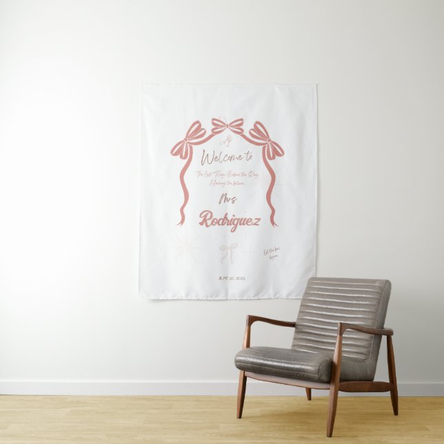 Tenture Bienvenue à la soirée de mariage de Pinky (En situation)