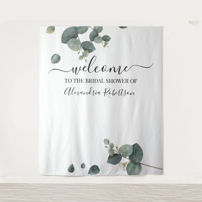 Tenture Bienvenue au mariage de la verdure d'eucalyptus (Devant)
