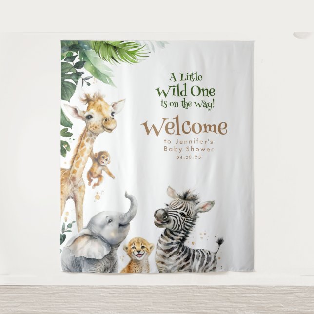 Tenture Bienvenue au Safari de Bébé Little Animals Baby Sh (Devant)