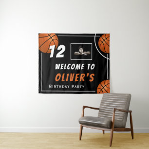Tenture Bienvenue Basketball Sport Photo Anniversaire