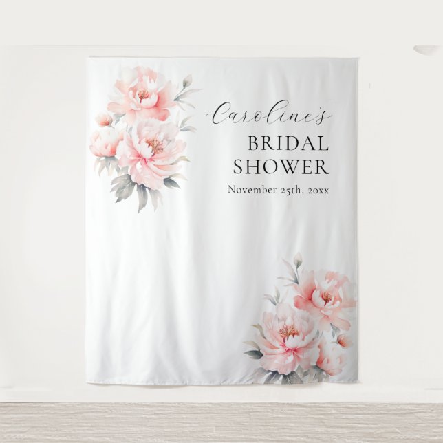 Tenture BIENVENUE Floral Peonies Rose Tendre MARIAGE (Devant)