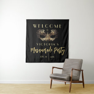 Tenture Bienvenue Masquerade Anniversaire Panneaux de mous