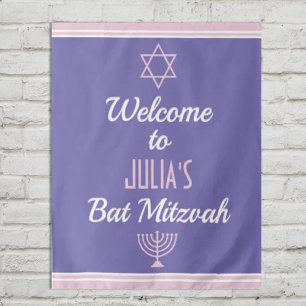 Tenture Bienvenue personnalisée pour Bar Mitzvah