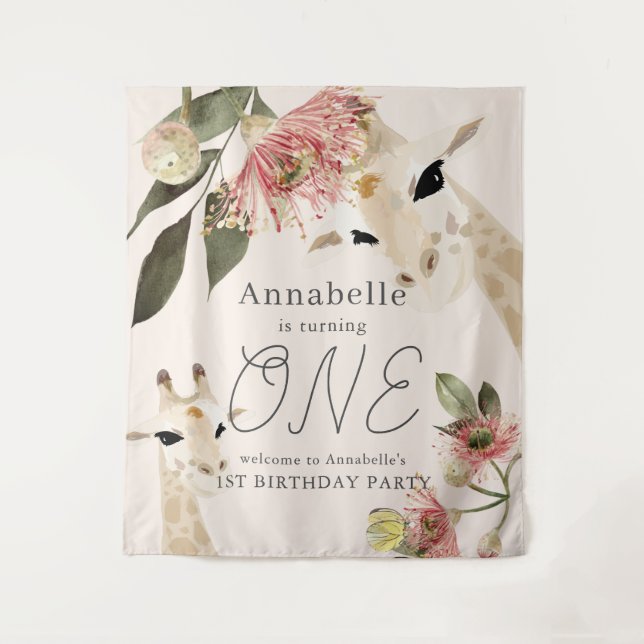 Tenture Bienvenue pour le 1er anniversaire de la fille au  (Devant)