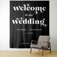 Bienvenue simple moderne pour mariage noir et blan