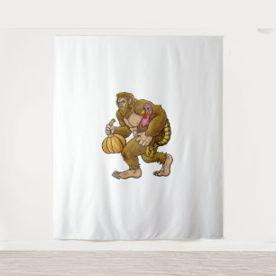 Tenture Bigfoot Thanksgiving vole Turquie & Citrouille Cac
