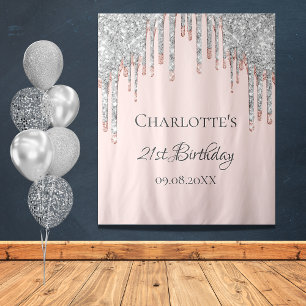Tenture Birthday party glitter rose gold silver blush pink