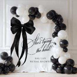 Tenture Black Bow Bridal Shower Backdrop Tapestry