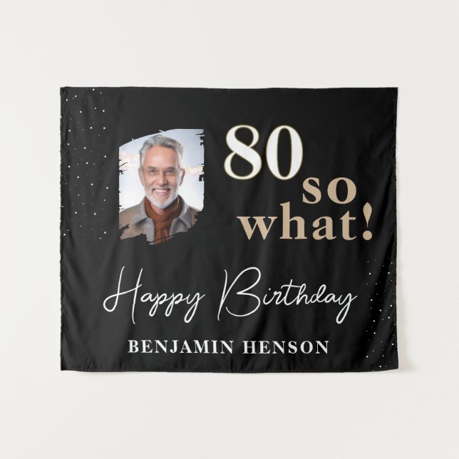 Tenture Black Funny 80 Alors quelle 80ème Anniversaire fon (Devant (Horizontal))