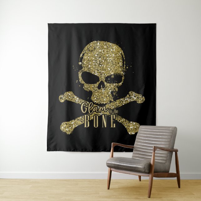 Tenture Black Glam to the Bone Gold (En situation)