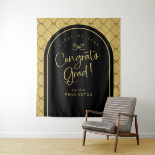 Tenture Black Gold Bows Congrats Grad Photo fond
