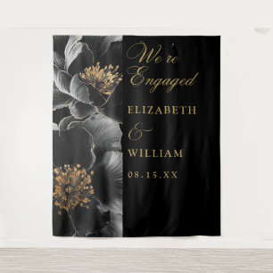 Tenture Black Gold Floral Engagement Party Photo fond