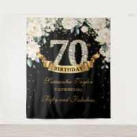 Black Gold Green Floral 70e anniversaire fond
