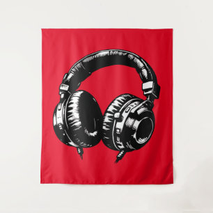 Tenture Black Music Headphones Dance DJ Party Signal