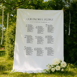 Tenture Black White Wedding Seating Chart Fabric 9 Tables