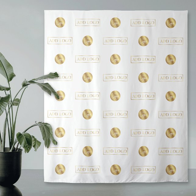 Tenture Blanc et Or Deux Logos Événement à répétition (Modern two logos step and repeat backdrop banner)