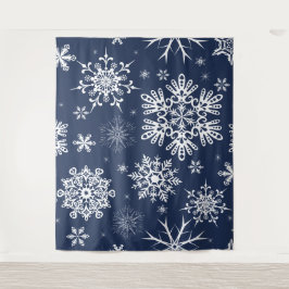 Tenture Bleu blanc flocon de neige motif fond de Noël 