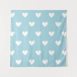 Tenture Bleu blanc mignon simple Motif de coeur