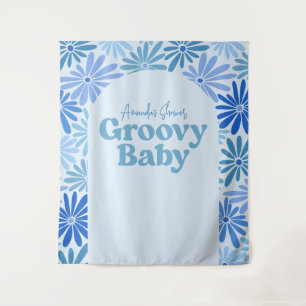 Tenture Bleu et Turquoise Retro Floral Super Baby Backdrop