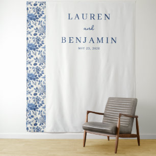 Tenture Bleu Floral Élégant