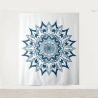 bleu marine sur mandala blanc