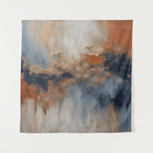 Tenture Bleu Poussiéreux Orange Brûlé Marine Abstrait