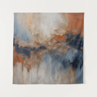 Tenture Bleu Poussiéreux Orange Brûlé Marine Abstrait