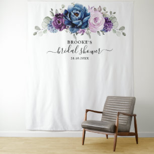 Tenture Bleu poussiéreux Violet Navy Lilac Fleurs Mariage