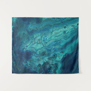 Tenture Bleu Turquoise acrylique pourrissant Abstrait Flui