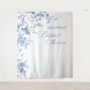 Tenture Bleu victorien Dusty Fête des mariées Florale fond