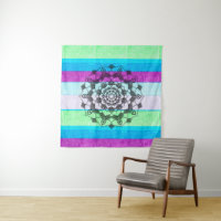 bleu violet vert Mandala Mur Art