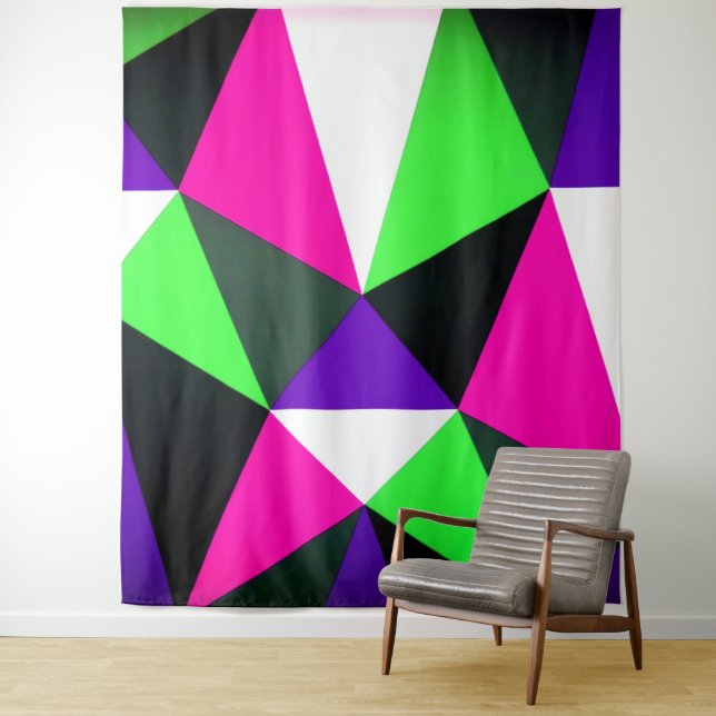 Tenture Bloc de couleur audacieux des années 80 Néon vert  (En situation)