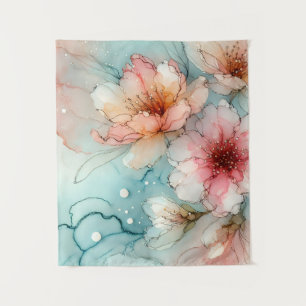 Tenture Blossoms in Bloom : Un design Abstrait d'encre d'a