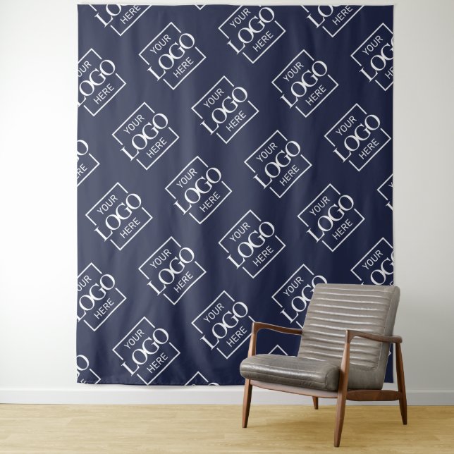 Tenture Blue Business Logo Pattern Trade Show Backdrop (En situation)