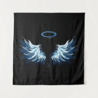 Blue Glowing Angel Wings on black background