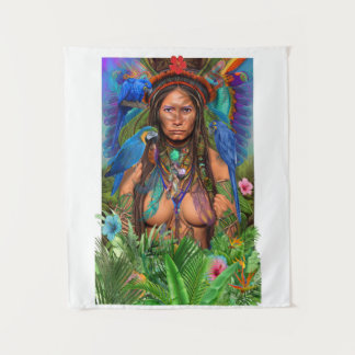 Tenture Blue Macaw Humminbird Queen