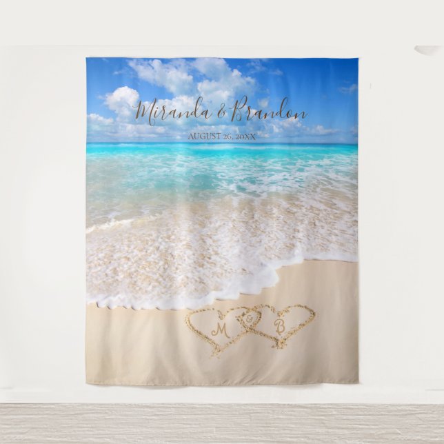 Tenture Blue Ocean Waves Plage tropicale Mariage en toile  (Devant)