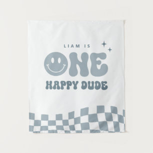 Tenture Blue ONE Happy Dude Anniversaire Tapestry