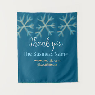 Tenture Blue orange snowflakes ajouter nom commercial noël