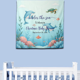 Tenture Blue Under the Sea Baby shower Accueil