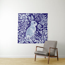 Tenture Blue & White Rabal Floral Woodland Delft Dedham