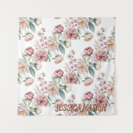 Tenture Blush Navy Blue Soft Pastel Pink Floral