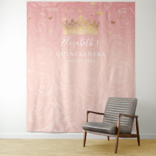 Tenture Blush Rose Gold Élégant Photo de Quinceañera