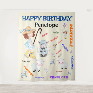 Tenture BO PEEP NURSERY RHYME Mot Cloud Nom Collage