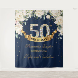 Tenture Bohème verdure marine et roses blanches anniversai